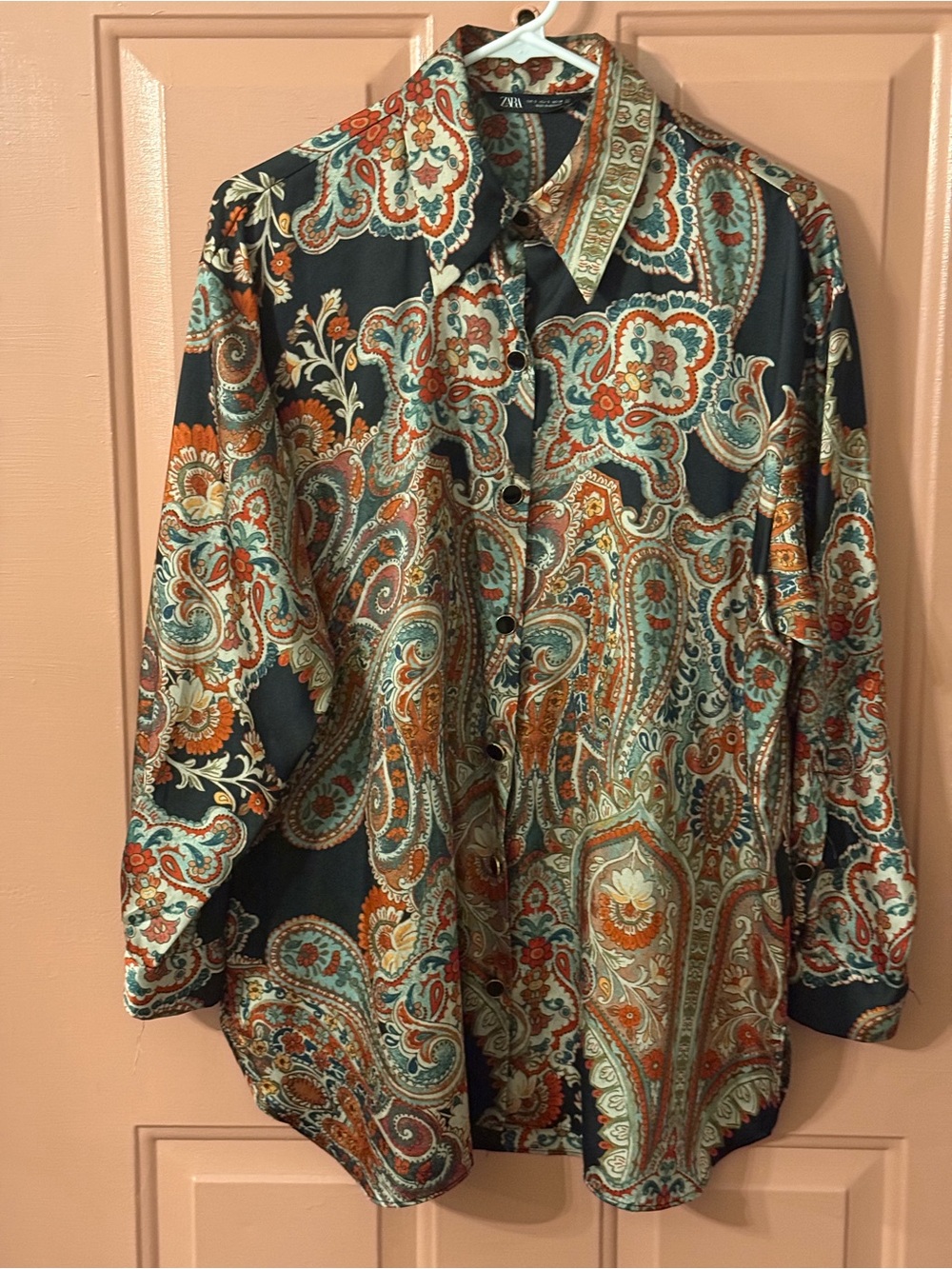 Zara Satin Button-Up Shirt